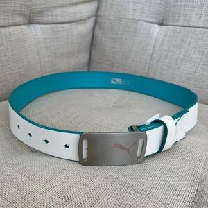 PUMA Genuine Leather White Golf Belt Metal Buckle Athleisure Activewear Resort